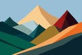 Mountains flat color illustration. Abstract simple landscape. Colorful hills. Multicolored abstract shapes